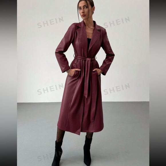 NWT [Shein] Aloruh Windproof Warm Stand Collar Extra Long Jacket SMALL - Picture 4 of 7